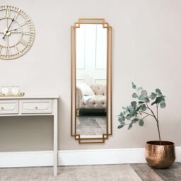Melody Maison Copper Art Deco Wall Mirror 142cm X 47cm - Size: 142 cm X 47 cm - thumbnail 6