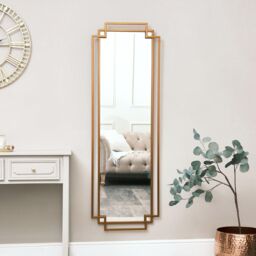 Melody Maison Copper Art Deco Wall Mirror 142cm X 47cm - Size: 142 cm X 47 cm - thumbnail 2