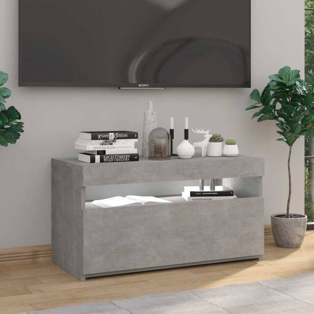Berkfield Home TV Cabinet with LED Lights Concrete Grey 75x35x40 cm - Size: 75 x 35 x 40 cm - image 1