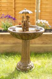 Marco Paul 82cm Bronze Resin Boy & Solar Powered Water Fountain - thumbnail 1