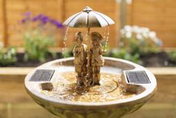 Marco Paul 82cm Bronze Resin Boy & Solar Powered Water Fountain - thumbnail 2