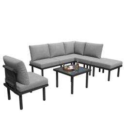 BTM Garden Lounge Set Patio Furniture Rope Sofa Table Cushion Set in Grey - thumbnail 9