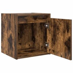Berkfield Home Wall-Mounted Bedside Cabinet Smoked Oak 38x34x40 cm in Brown - Size: 38 x 34 x 40 cm - thumbnail 5