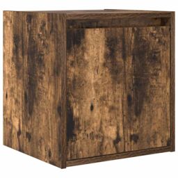 Berkfield Home Wall-Mounted Bedside Cabinet Smoked Oak 38x34x40 cm in Brown - Size: 38 x 34 x 40 cm - thumbnail 2