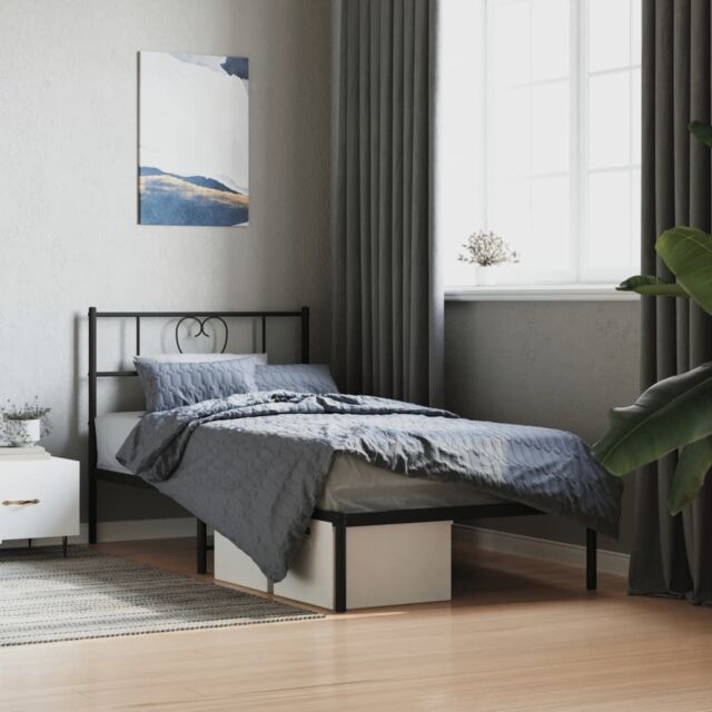 Berkfield Home Metal Bed Frame with Headboard Black 100x200 cm - image 1