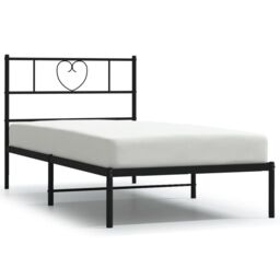 Berkfield Home Metal Bed Frame with Headboard Black 100x200 cm - thumbnail 2