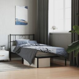 Berkfield Home Metal Bed Frame with Headboard Black 100x200 cm - thumbnail 1