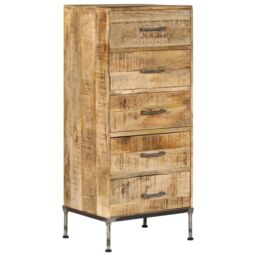 Berkfield Home Chest of Drawers 45x35x106 cm Solid Mango Wood in Brown - Size: 45 x 35 x 106 cm - thumbnail 1
