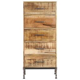 Berkfield Home Chest of Drawers 45x35x106 cm Solid Mango Wood in Brown - Size: 45 x 35 x 106 cm - thumbnail 2