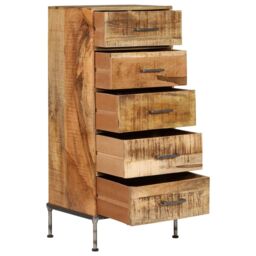 Berkfield Home Chest of Drawers 45x35x106 cm Solid Mango Wood in Brown - Size: 45 x 35 x 106 cm - thumbnail 4