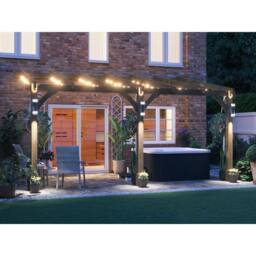 Dunster House Wooden Lean-To Pergola 5m x 3m Wall Mounted, Leviathan in Brown - thumbnail 3