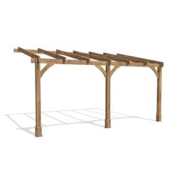 Dunster House Wooden Lean-To Pergola 5m x 3m Wall Mounted, Leviathan in Brown - thumbnail 1