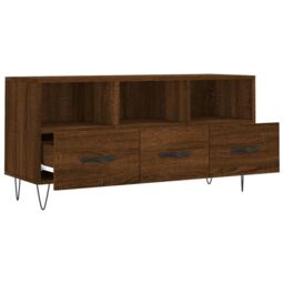 Berkfield Home TV Cabinet Brown Oak 102x36x50 cm Engineered Wood - Size: 102 x 36 x 50 cm - thumbnail 6