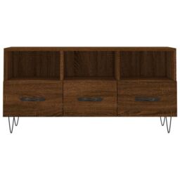 Berkfield Home TV Cabinet Brown Oak 102x36x50 cm Engineered Wood - Size: 102 x 36 x 50 cm - thumbnail 5
