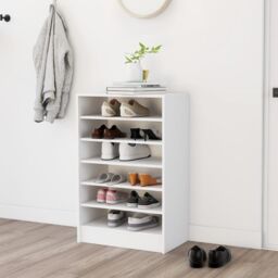 Berkfield Home Shoe Cabinet White 60x35x92 cm Engineered Wood - Size: 60 x 35 x 92 cm - thumbnail 1