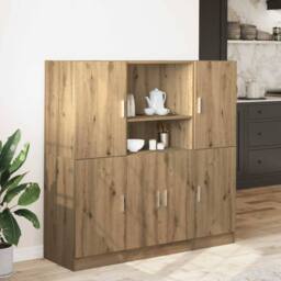 Berkfield Home Durable 3 Piece Kitchen Cabinet Set Artisian Oak Engineered Wood in Brown - thumbnail 1