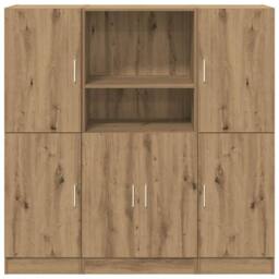 Berkfield Home Durable 3 Piece Kitchen Cabinet Set Artisian Oak Engineered Wood in Brown - thumbnail 5