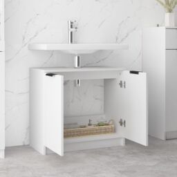 Berkfield Home Bathroom Cabinet White 64.5x33.5x59 cm Engineered Wood - thumbnail 4