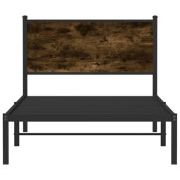 Berkfield Home Metal Bed Frame without Mattress Smoked Oak 107x203 cm in Brown - thumbnail 5