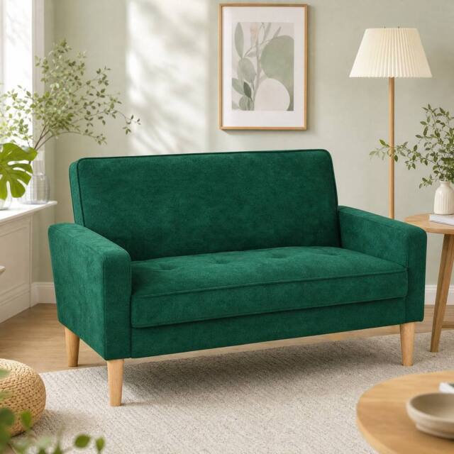 STILVORA 2-Seater Sofa with Velvet Upholstery in Green - image 1