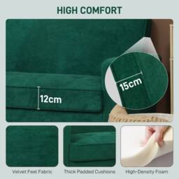 STILVORA 2-Seater Sofa with Velvet Upholstery in Green - thumbnail 6