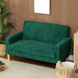 STILVORA 2-Seater Sofa with Velvet Upholstery in Green - thumbnail 3