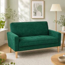 STILVORA 2-Seater Sofa with Velvet Upholstery in Green - thumbnail 1