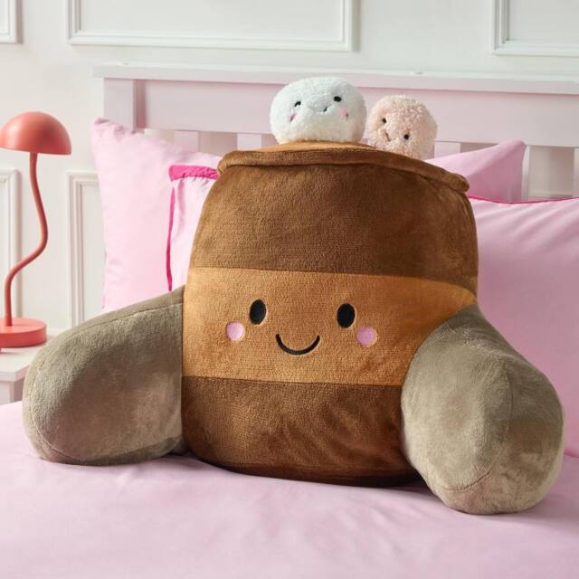 OHS Hugo the Hot Chocolate Cuddle Cushion Novelty Reading Pillow in Brown - image 1