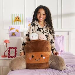 OHS Hugo the Hot Chocolate Cuddle Cushion Novelty Reading Pillow in Brown - thumbnail 3