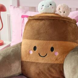 OHS Hugo the Hot Chocolate Cuddle Cushion Novelty Reading Pillow in Brown - thumbnail 2