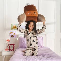 OHS Hugo the Hot Chocolate Cuddle Cushion Novelty Reading Pillow in Brown - thumbnail 4