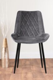 FurnitureboxUK Novara Grey Concrete Effect Black Leg 120cm Round Dining Table & 4 Pesaro Black Leg Chairs - thumbnail 9
