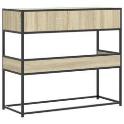 Berkfield Home Console Table Sonoma Oak 90x35x80 cm Engineered Wood in Brown - Size: 90 x 35 x 80 cm - thumbnail 6