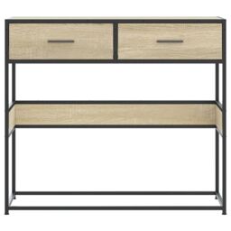 Berkfield Home Console Table Sonoma Oak 90x35x80 cm Engineered Wood in Brown - Size: 90 x 35 x 80 cm - thumbnail 4