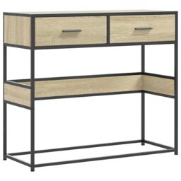Berkfield Home Console Table Sonoma Oak 90x35x80 cm Engineered Wood in Brown - Size: 90 x 35 x 80 cm - thumbnail 2