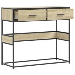 Berkfield Home Console Table Sonoma Oak 90x35x80 cm Engineered Wood in Brown - Size: 90 x 35 x 80 cm - thumbnail 7