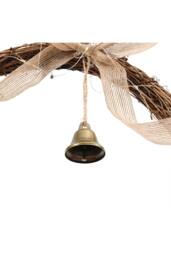 H&O Direct 40cm Artificial Pumpkin Maple Leaves Wreath with Bell in Orange - thumbnail 6