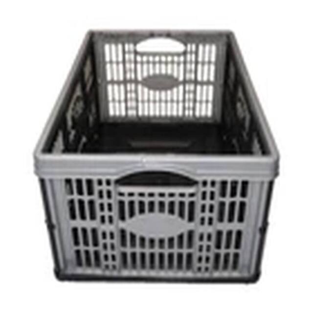 EONLION Pack of 5 32L Plastic Foldable Stackable Storage Crates Boxes in Grey - image 1