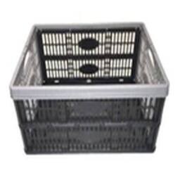 EONLION Pack of 5 32L Plastic Foldable Stackable Storage Crates Boxes in Grey - thumbnail 2