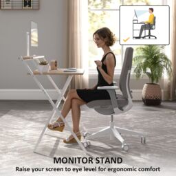 HOMCOM 81.5 cm Folding Computer Desk for Small Spaces Bedroom in Natural - Size: Large - thumbnail 6