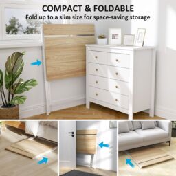HOMCOM 81.5 cm Folding Computer Desk for Small Spaces Bedroom in Natural - Size: Large - thumbnail 4