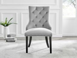 FurnitureboxUK Kylo Large Brown Wood Effect Dining Table & 6 Belgravia Black Leg Velvet Chairs in Grey - thumbnail 9