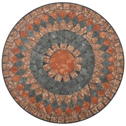Berkfield Home 3 Piece Mosaic Bistro Set Ceramic Tile Orange/Grey in Orange - thumbnail 4