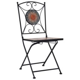 Berkfield Home 3 Piece Mosaic Bistro Set Ceramic Tile Orange/Grey in Orange - thumbnail 3