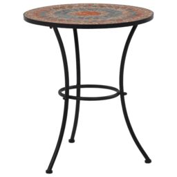 Berkfield Home 3 Piece Mosaic Bistro Set Ceramic Tile Orange/Grey in Orange - thumbnail 2