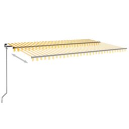 Berkfield Home Manual Retractable Awning 500x300 cm Yellow & White - thumbnail 3