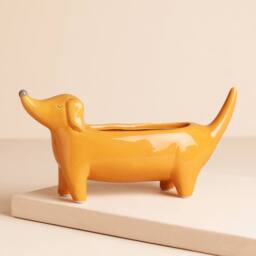 Lisa Angel Women's Orange Dachshund Standing Dog Planter - thumbnail 2
