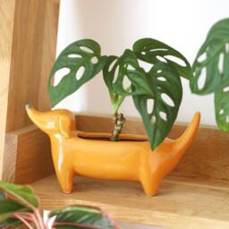 Lisa Angel Women's Orange Dachshund Standing Dog Planter