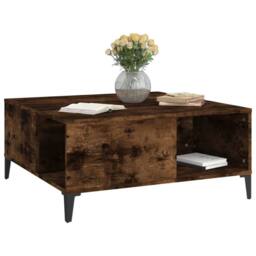 Berkfield Home Coffee Table Smoked Oak 80x80x36.5 cm Engineered Wood in Brown - thumbnail 4