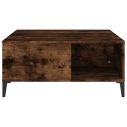 Berkfield Home Coffee Table Smoked Oak 80x80x36.5 cm Engineered Wood in Brown - thumbnail 6